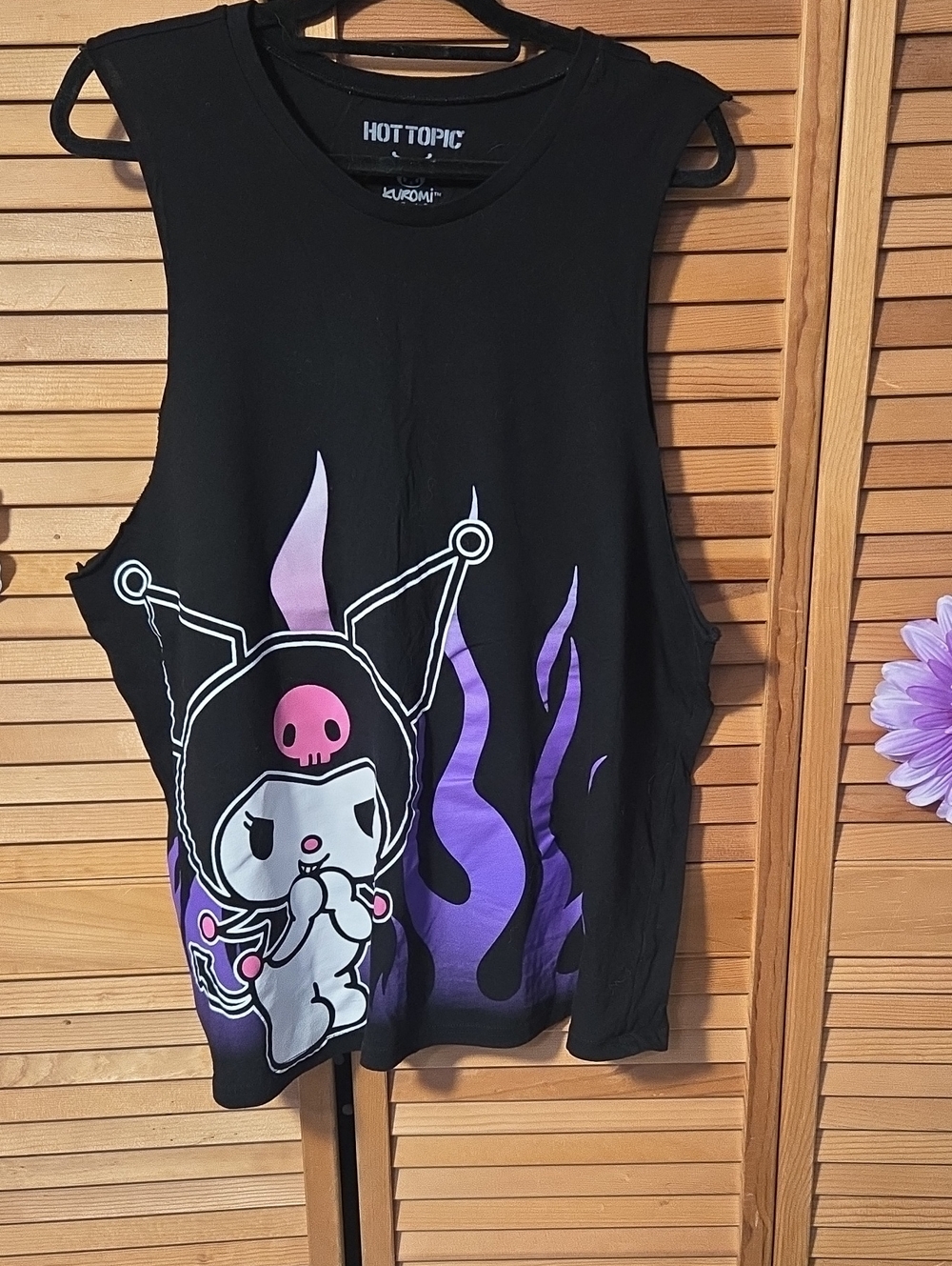 Hot Topic Black Kuromi Tank with Purple Flame Graphic